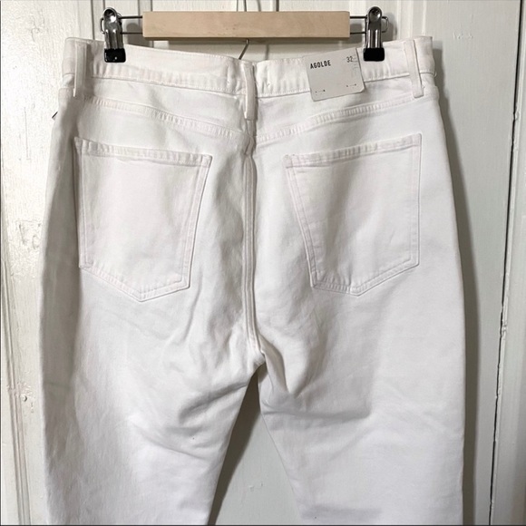 Agolde Nico High Rise Button Fly Slim Fit White Jeans Radiate - Picture 7 of 11